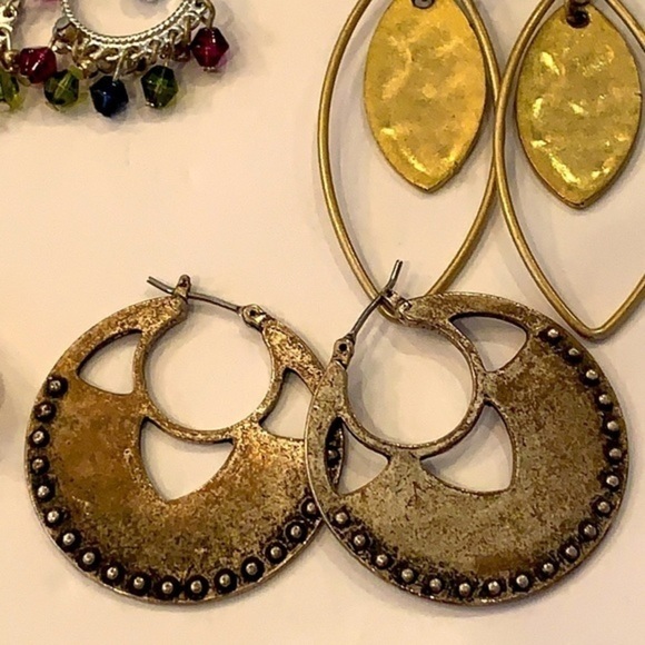 9 pair earring lot bundle one Napier chunky hoops - Picture 2 of 7